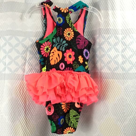 Cat & Jack Tropical Print Racer Back Swim Suit 18M - Picture 2 of 6